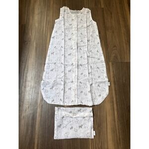 NWOT Mud Pie Muslin Sleep Sack 6-12 Months White Sheep Bunnies Cloth Bag